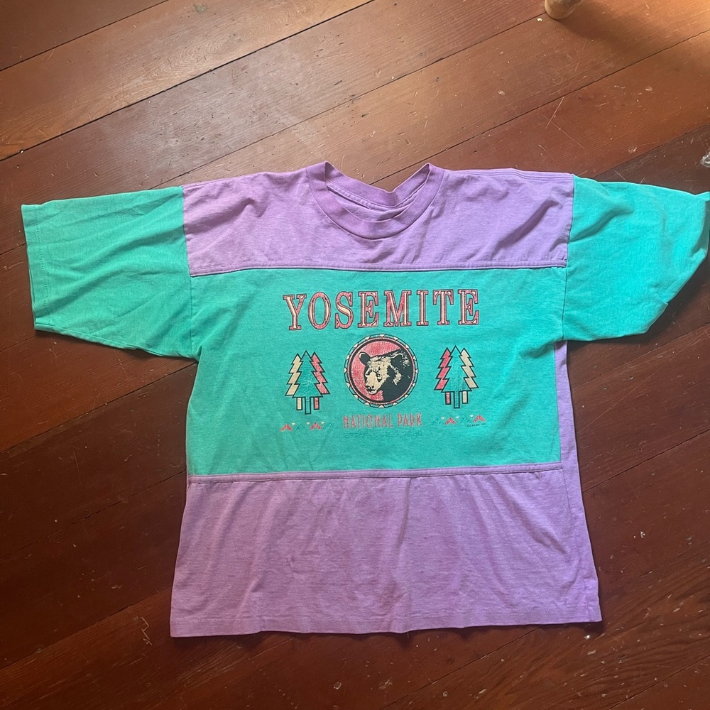 Vintage Yosemite Colorblock T-Shirt - Purple and Green